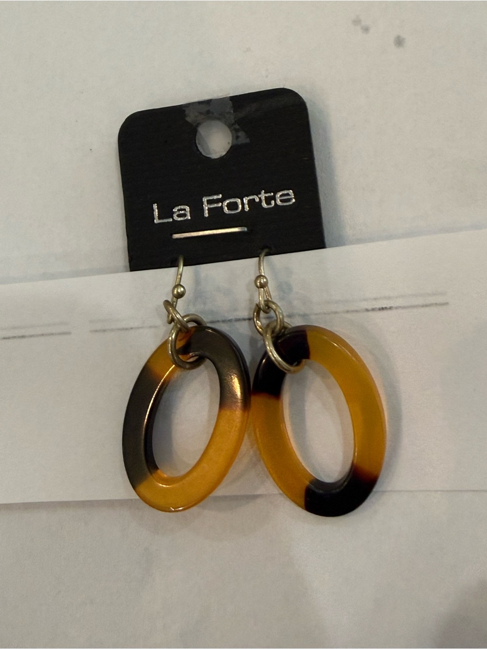 Forte Amber and Dark Brown Oval Drop Earrings